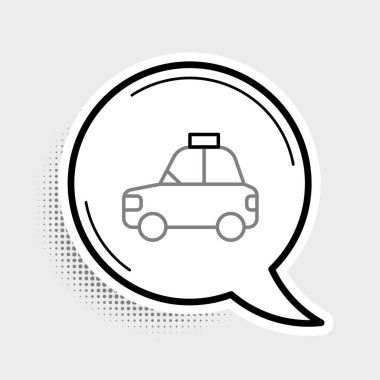 Pet araba ikonu gri arka planda izole edildi. Renkli taslak konsepti. Vektör.