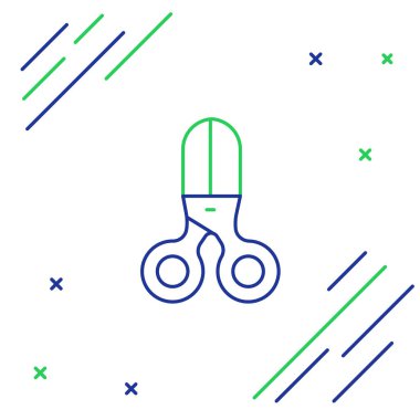 Çizgi Makas kuaför simgesi beyaz arkaplanda izole edilmiş. Kuaför, moda salonu ve berber tabelası. Berber dükkanı sembolü. Renkli taslak konsepti. Vektör.