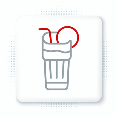 Yeni çizgi smoothie simgesi beyaz arkaplanda izole edildi. Renkli taslak konsepti. Vektör.