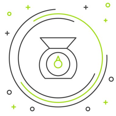 Çizgi Ölçekleme simgesi beyaz arkaplanda izole edildi. Ağırlık ölçüm aletleri. Renkli taslak konsepti. Vektör.