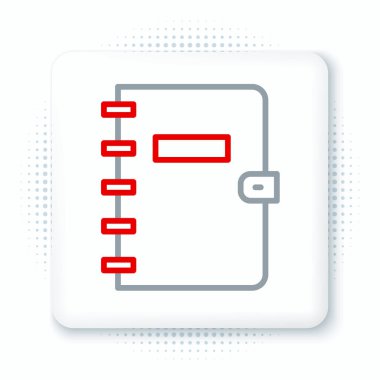 Satır Defteri simgesi beyaz arkaplanda izole edildi. Spiral not defteri simgesi. Okul defteri. Yazı tahtası. Okul günlüğü. Renkli taslak konsepti. Vektör.