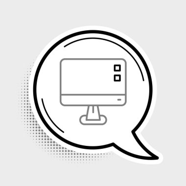 Çizgi Bilgisayar ekranı simgesi gri arkaplanda izole edildi. Elektronik cihaz. Ön manzara. Renkli taslak konsepti. Vektör.