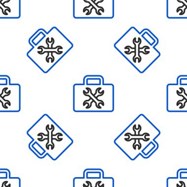 Satır Araç Kutusu simgesi beyaz arkaplanda izole edilmiş kusursuz desen. Alet kutusu tabelası. Renkli taslak konsepti. Vektör.