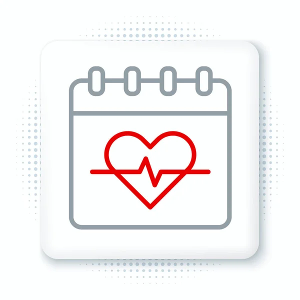 Line Heart Rate Icon Isolated White Background Heartbeat Sign Heart — Stock Vector