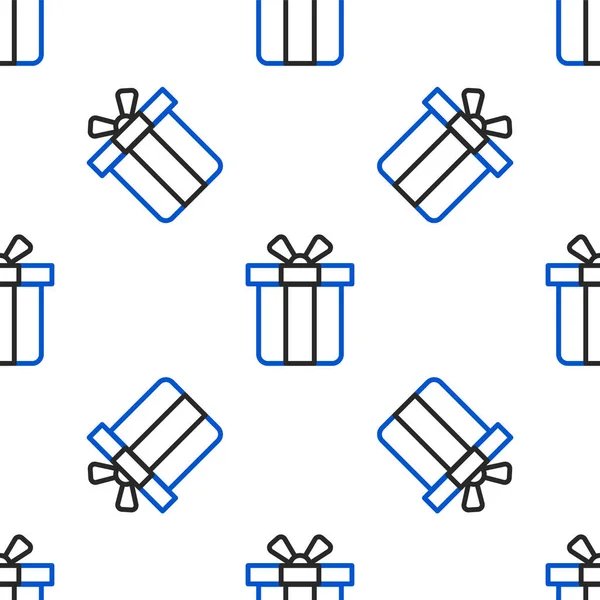 线条礼盒图标在白色背景上隔离无缝图案 圣诞快乐 新年快乐 五彩缤纷的概念 — 图库矢量图片