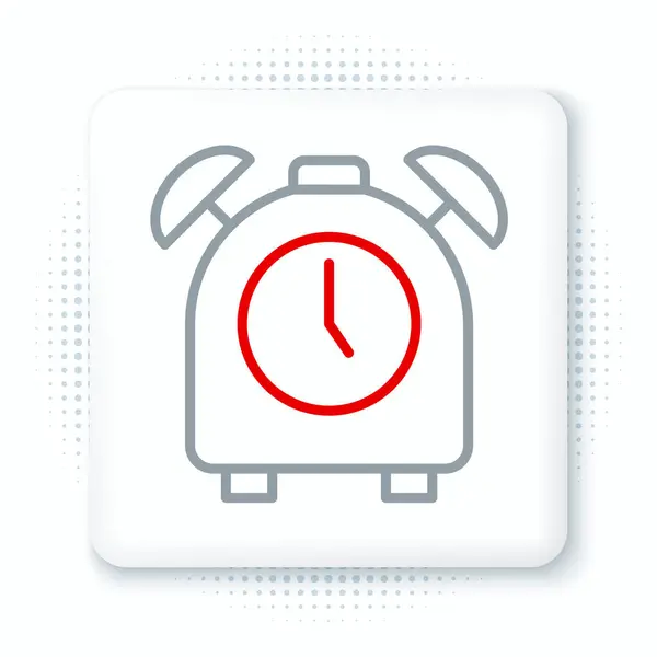 Línea Icono Reloj Despertador Aislado Sobre Fondo Blanco Despierta Levántate — Vector de stock