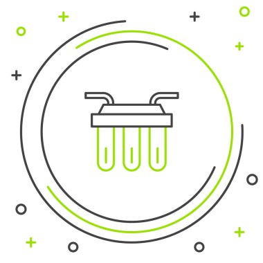 Çizgi Su filtresi simgesi beyaz arkaplanda izole edildi. Su filtreleme sistemi. Ters osmoz sistemi. Renkli taslak konsepti. Vektör.