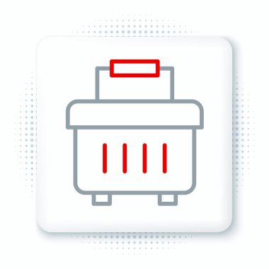 Satır Araç Kutusu simgesi beyaz arkaplanda izole edildi. Alet kutusu tabelası. Renkli taslak konsepti. Vektör.