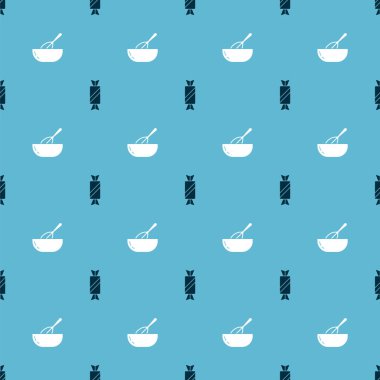 Candy ve Kitchen çırpma kabını kusursuz desene ayarlayın. Vektör.