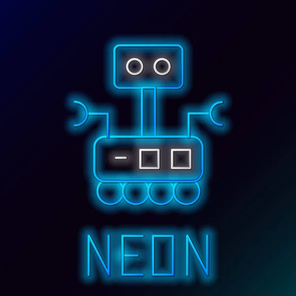 Ragyogó Neon Vonal Robot Ikon Elszigetelt Fekete Háttérrel Mesterséges Intelligencia — Stock Vector