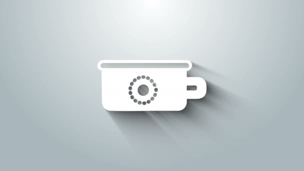 Icône de pot bébé blanc isolé sur fond gris. Pot de chambre. Animation graphique de mouvement vidéo 4K — Video