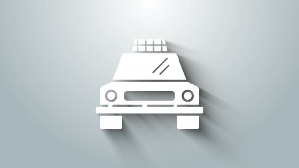 Bílé taxi auto ikona izolované na šedém pozadí. Grafická animace pohybu videa 4K — Stock video