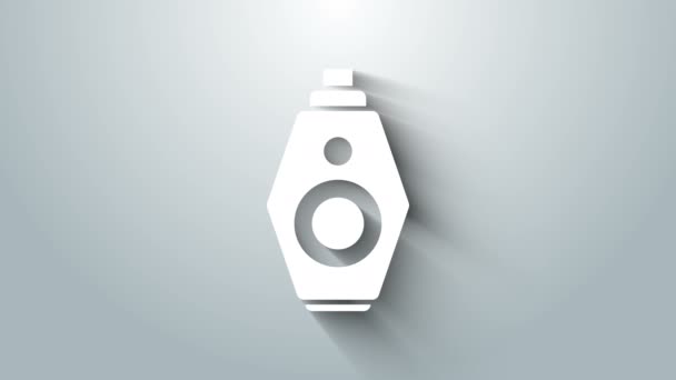Kunci mobil putih dengan ikon terpisah diisolasi pada latar belakang abu-abu. Kunci mobil dan sistem alarm. Animasi grafis gerak Video 4K — Stok Video