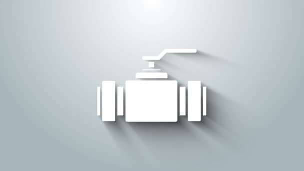 Indústria branca tubos metálicos e ícone de válvula isolado em fundo cinza. Animação gráfica em movimento de vídeo 4K — Vídeo de Stock