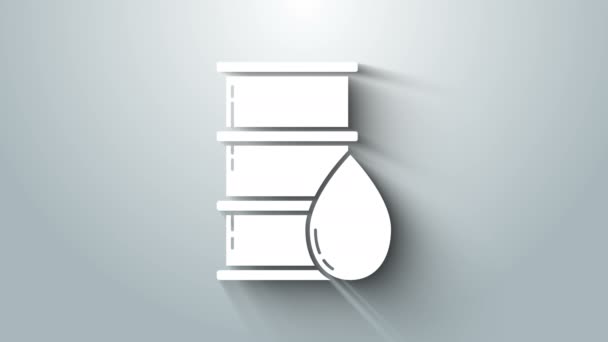 Icono de barril blanco aislado sobre fondo gris. Animación gráfica de vídeo 4K — Vídeos de Stock