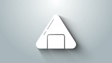 Gri arkaplanda beyaz suşi simgesi izole edildi. Geleneksel Japon yemekleri. 4K Video hareketli grafik canlandırması