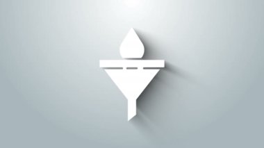 Gri arkaplanda beyaz huni veya filtre ve motor yağı damlası simgesi izole edildi. 4K Video hareketli grafik canlandırması