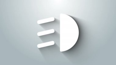Beyaz Yüksek Işın simgesi gri arkaplanda izole edildi. Araba farları. 4K Video hareketli grafik canlandırması