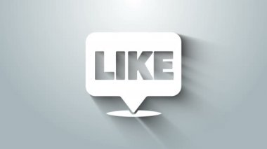 Gri arkaplanda izole edilmiş konuşma balonu simgesindeki gibi beyaz. Karşıt Bildirim Simgesi. Insta 'yı takip et. 4K Video hareketli grafik canlandırması