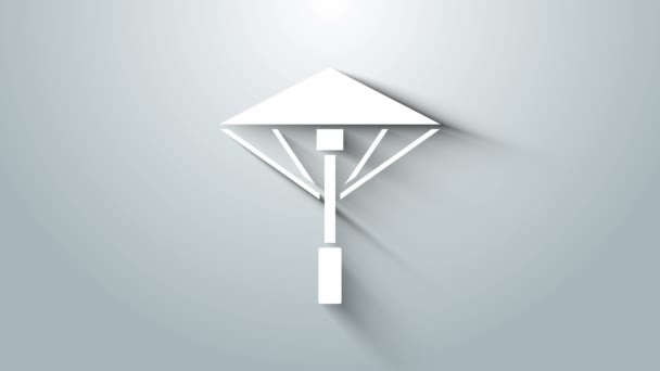 White Traditional Japanese umbrella from the sun icon isolated on grey background. 4K Video motion graphic animation — Stock Video