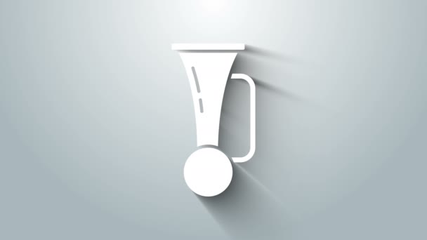 Weißes Signalhorn auf Fahrzeug-Symbol isoliert auf grauem Hintergrund. 4K Video Motion Grafik Animation — Stockvideo