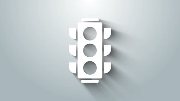 Wit pictogram Verkeerslicht geïsoleerd op grijze achtergrond. 4K Video motion grafische animatie — Stockvideo