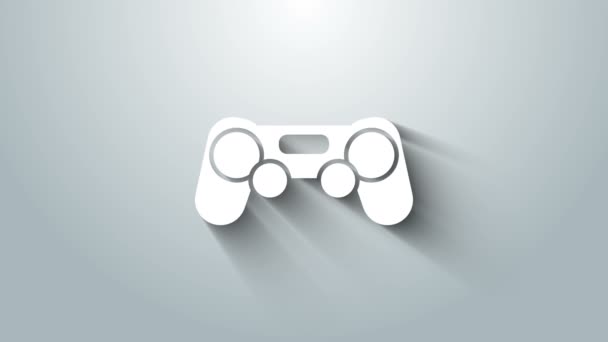 Icône Gamepad blanche isolée sur fond gris. Contrôleur de jeu. Animation graphique de mouvement vidéo 4K — Video