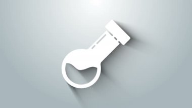Gri arkaplanda beyaz test tüpü ve kimyasal test ikonu izole edildi. Laboratuvar cam levhası. 4K Video hareketli grafik canlandırması