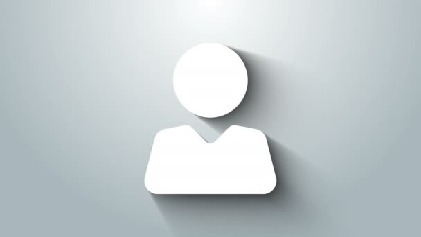 Blanco Añadir a amigo icono aislado sobre fondo gris. Animación gráfica de vídeo 4K — Vídeo de stock
