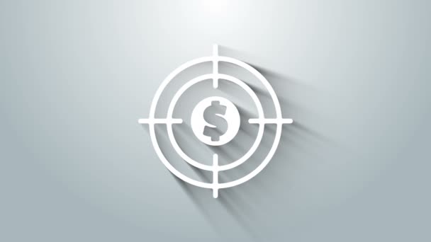 White Target with dollar symbol icon isolated on grey background. Investment target icon. Successful business concept. Cash or Money. 4K Video motion graphic animation — Stock Video