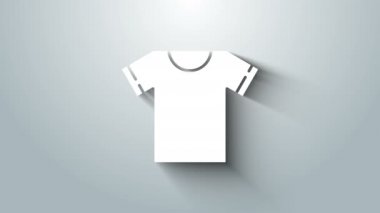 Gri arkaplanda beyaz tişört simgesi izole edildi. 4K Video hareketli grafik canlandırması