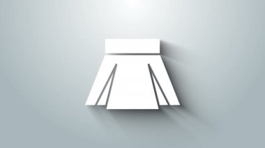 Gri arkaplanda beyaz etek simgesi izole edildi. 4K Video hareketli grafik canlandırması