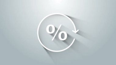 Beyaz indirim etiketi simgesi gri arkaplanda izole edildi. Etiket alışverişi. Özel teklif işareti. İndirim kuponları sembolü. 4K Video hareketli grafik canlandırması