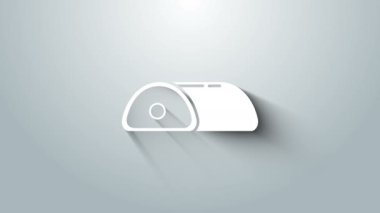 Gri arkaplanda beyaz et simgesi izole edildi. 4K Video hareketli grafik canlandırması