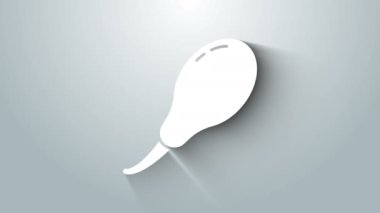 Beyaz Tavuk bacak simgesi gri arkaplanda izole edildi. Tavuk budu. 4K Video hareketli grafik canlandırması