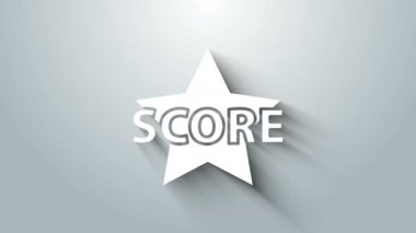 Ak Yıldız simgesi gri arkaplanda izole edildi. Favori, skor, en iyi derecelendirme, ödül sembolü. 4K Video hareketli grafik canlandırması