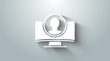 Gri arkaplanda beyaz hesap ekranı simgesi oluştur. 4K Video hareketli grafik canlandırması