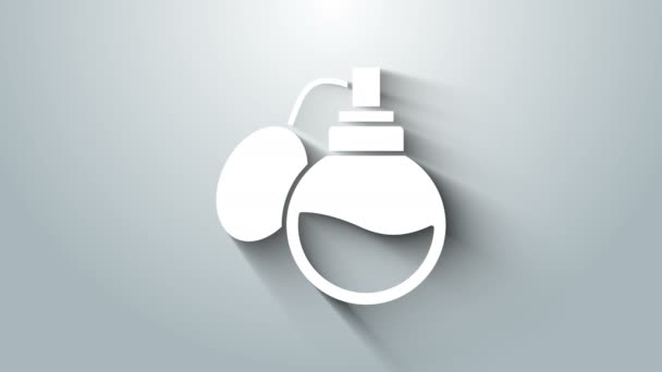 Icono Perfume blanco aislado sobre fondo gris. Animación gráfica de vídeo 4K — Vídeo de stock