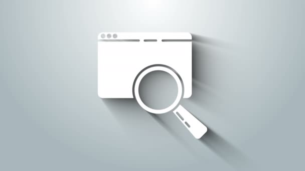 White Search in a browser window icon isolated on grey background. 4K Video motion graphic animation — Stock Video