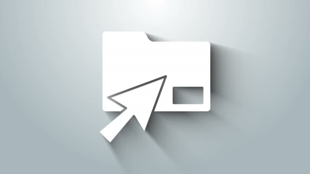 Λευκό εικονίδιο φακέλου εγγράφου δρομέων που απομονώνεται στο γκρίζο υπόβαθρο. Λογιστικό σύμβολο συνδετικό. Λογιστική διαχείριση. 4K Γραφική κίνηση κίνησης βίντεο — Αρχείο Βίντεο