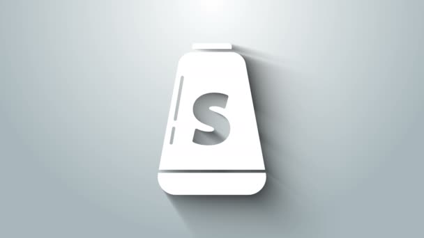 Weißes Salz-Symbol isoliert auf grauem Hintergrund. Gewürze kochen. 4K Video Motion Grafik Animation — Stockvideo