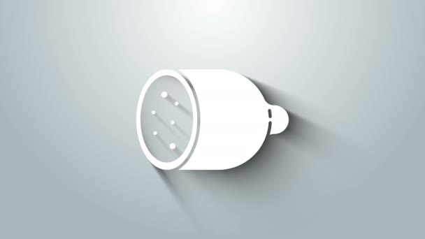 Biała ikona kiełbasy Salami izolowana na szarym tle. Produkt mięsny delikatesów. 4K Animacja graficzna ruchu wideo — Wideo stockowe