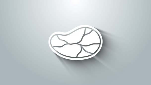 Ikona białego steku wyizolowana na szarym tle. 4K Animacja graficzna ruchu wideo — Wideo stockowe
