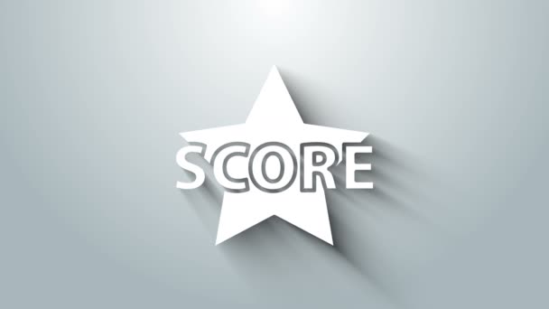 Icona White Star isolata su sfondo grigio. Preferito, punteggio, miglior punteggio, simbolo del premio. Animazione grafica 4K Video motion — Video Stock