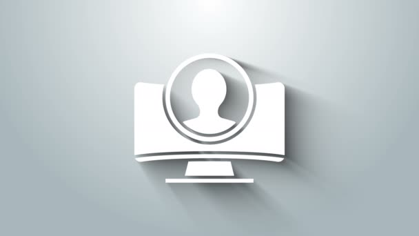 Bianco Crea l'icona dello schermo dell'account isolato su sfondo grigio. Animazione grafica 4K Video motion — Video Stock