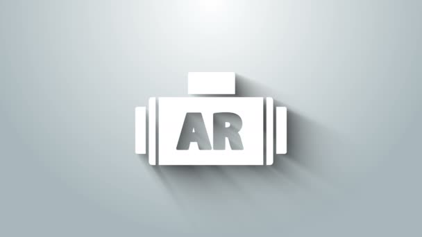 Biała Ar, ikona rozszerzonej rzeczywistości odizolowana na szarym tle. 4K Animacja graficzna ruchu wideo — Wideo stockowe