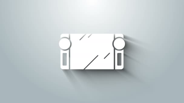 Icona console portatile bianca per videogiochi isolata su sfondo grigio. Segno del gamepad. Concetto di gioco. Animazione grafica 4K Video motion — Video Stock
