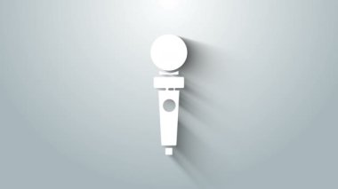 Atari makinesi simgesi için beyaz Joystick gri arkaplanda izole edildi. Joystick oyun alanı. 4K Video hareketli grafik canlandırması