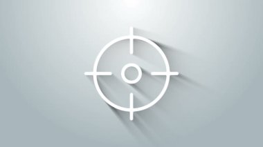 Beyaz Hedef spor simgesi gri arka planda izole edildi. Atış mesafesi ya da atış mesafesi için sayıları olan temiz bir hedef. 4K Video hareketli grafik canlandırması