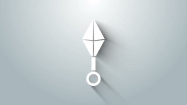 Beyaz Japon ninja shuriken simgesi gri arkaplanda izole edildi. 4K Video hareketli grafik canlandırması